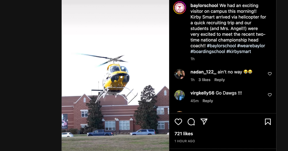 Georgia Bulldogs coach Kirby Smart Flies in Helicopter to Kickstart  Recruiting