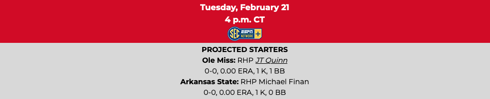 MIDWEEK PREVIEW: Ole Miss Baseball Plays Host to Arkansas State - The Grove  Report – Sports Illustrated at Ole Miss