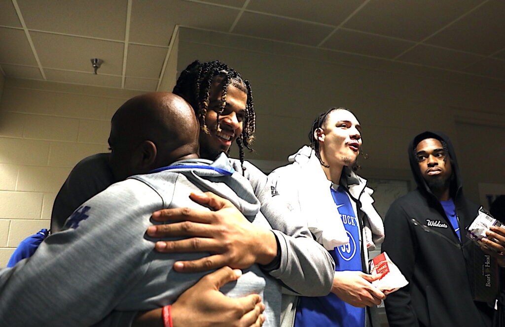 Bryce Hopkins embraces his former Kentucky teammates