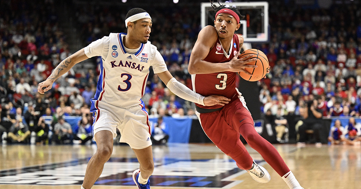 Arkansas stuns No. 1 seed Kansas, advances to Sweet Sixteen of NCAA ...