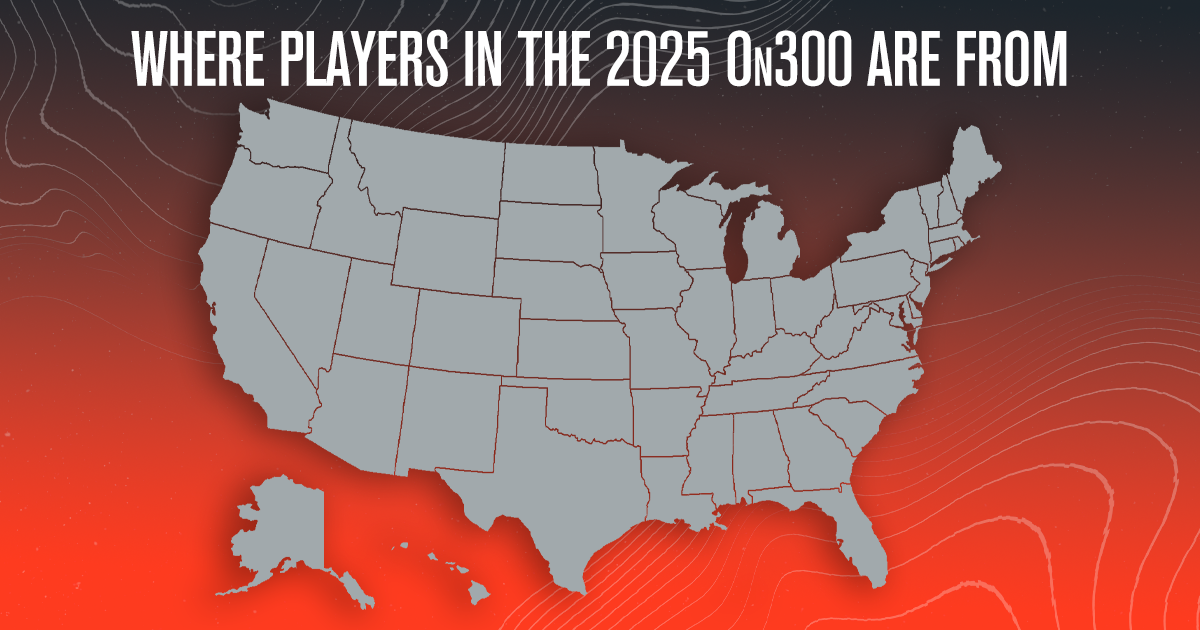 Where the top recruits in the initial 2025 On300 are from On3