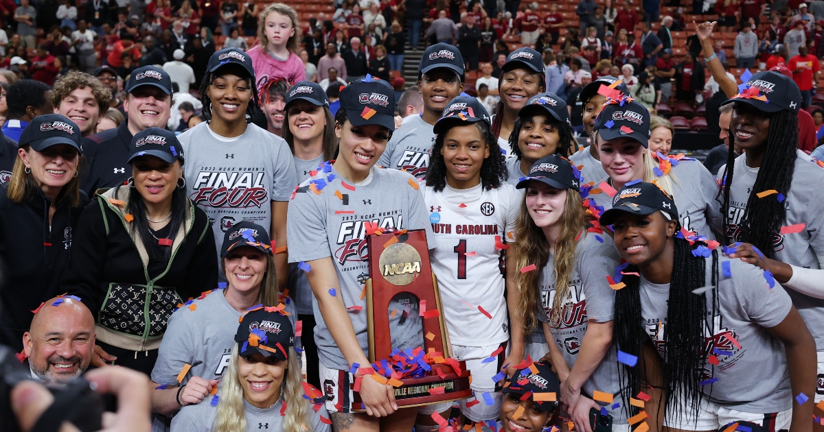 WATCH: South Carolina celebrates third straight final four appearance