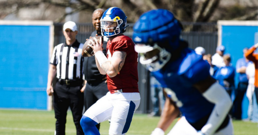Quarterback Devin Leary at Kentucky football practice