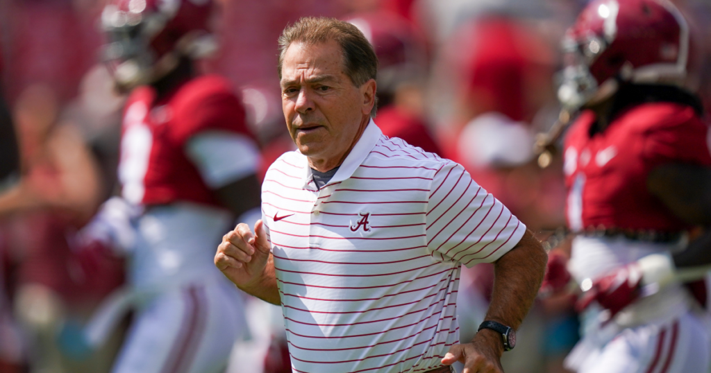 Alabama football coach Nick Saban will throw out the first pitch at the Crimson Tide baseball game on Tuesday
