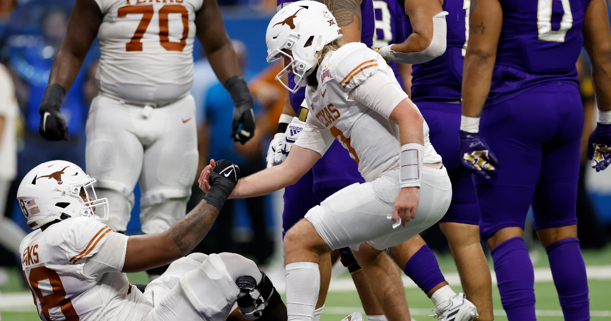 Quinn Ewers sounds off on the progress of Texas’ rebuilt offensive line this offseason