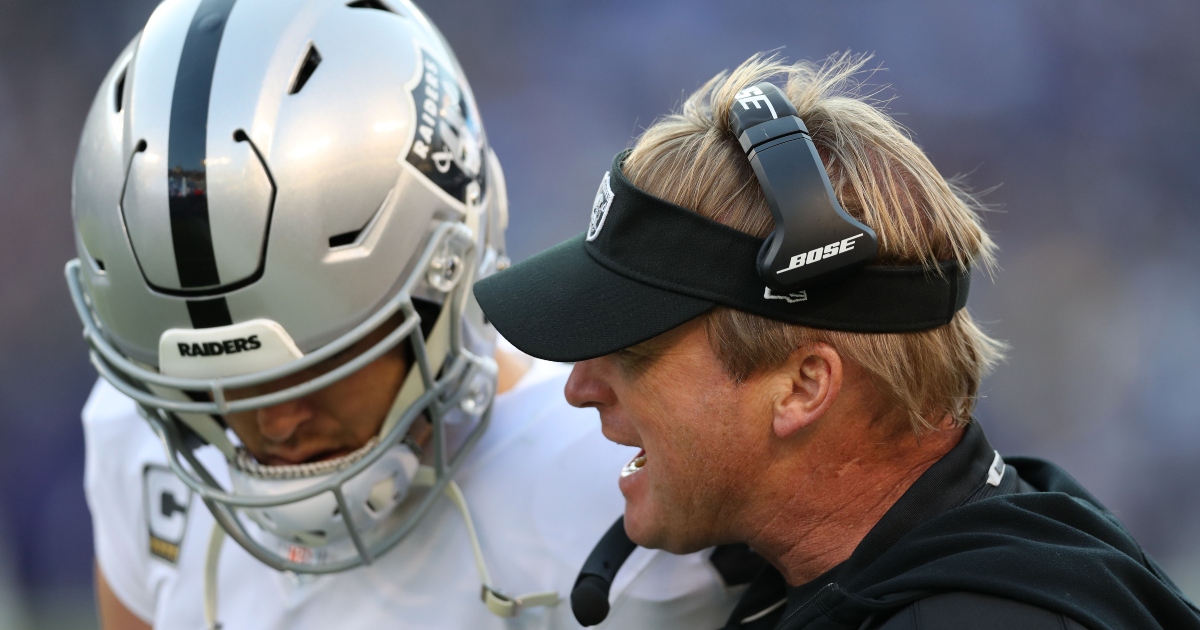 Jon Gruden present for QB Derek Carr's early work with Saints