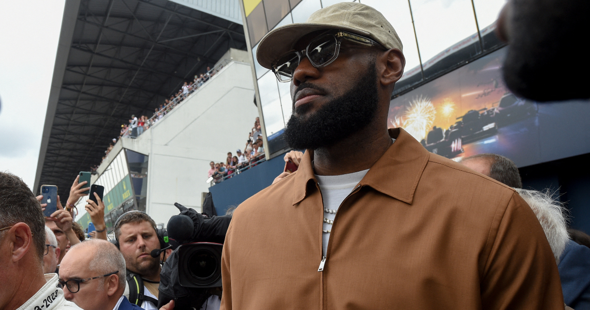 LeBron James gives the command, waves the flag to start the 24 Hours of Le Mans