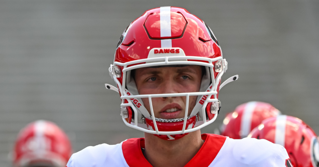 Georgia Bulldogs Jr. QB Carson Beck (15) during the G-Day Red and Black Spring Game on April 15, 2023, at Sanford Stadium in Athens, GA.