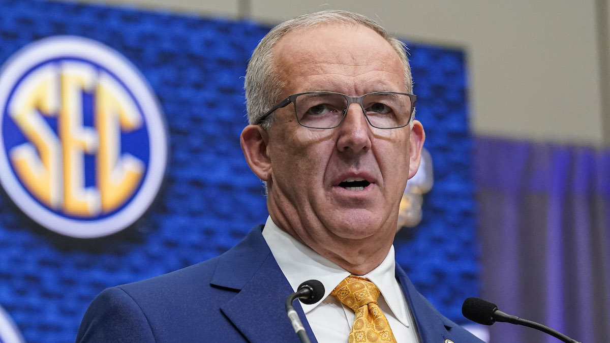 Greg Sankey discusses having one entity ruling the current landscape in college football