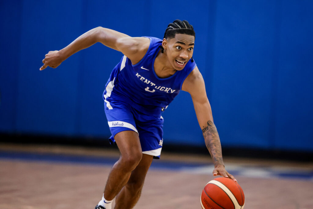 Robert Dillingham at a Kentucky Basketball Practice