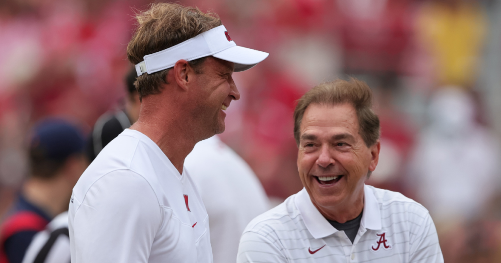 Ole Miss HC Lane Kiffin, Alabama HC Nick Saban