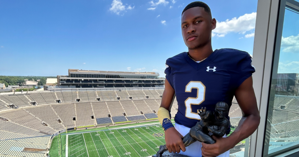 2025 quarterback Deuce Knight during his Notre Dame visit July 27, 2023