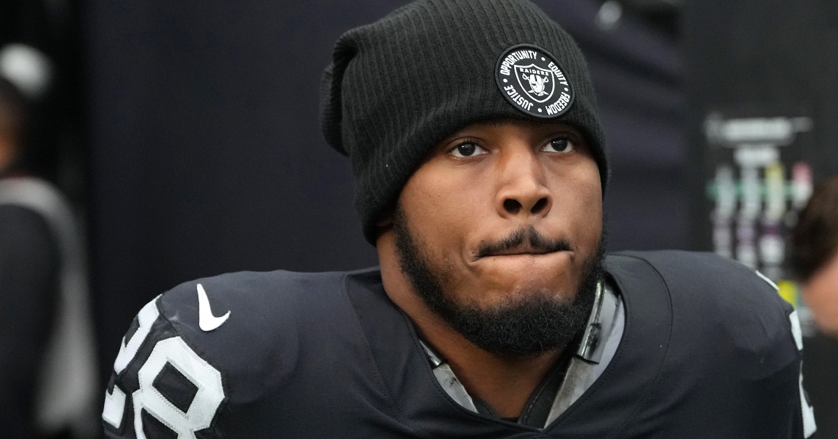 Las Vegas Raiders running back Josh Jacobs (28) during training