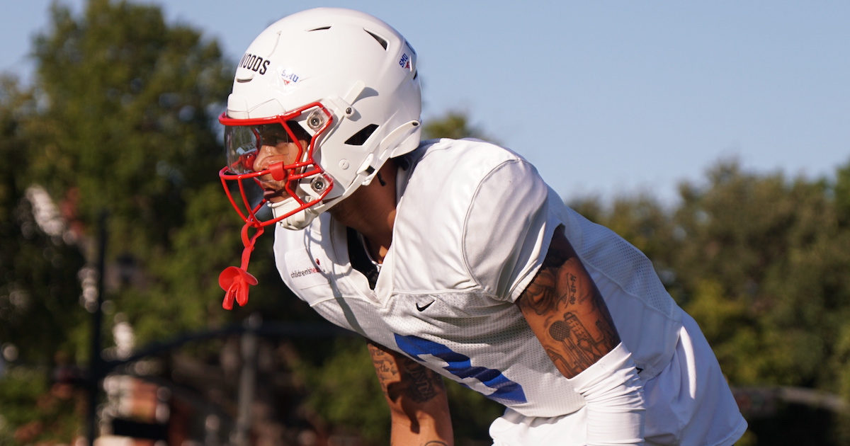 SMU Football Fan Day practice notebook