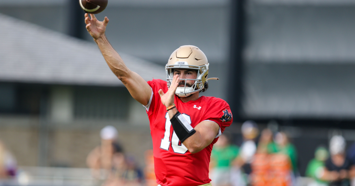 Observations on Notre Dame quarterback Sam Hartman from Tuesday’s full practice