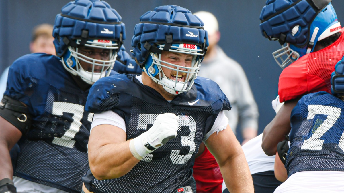 Ole Miss’ Eli Acker has progressed in a more traditional manner for an offensive lineman