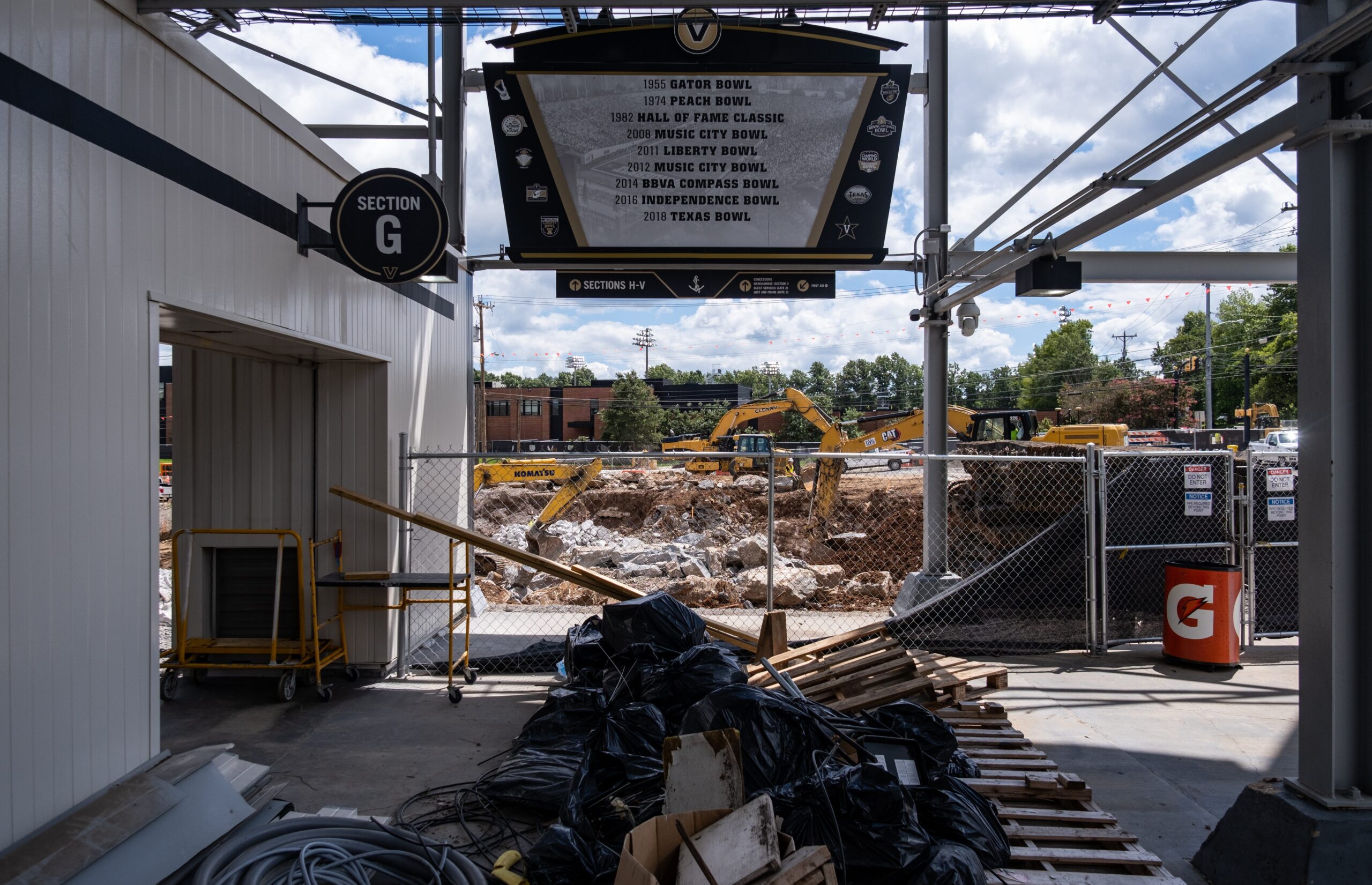 Construction continues at the FirstBank Stadium at Vanderbilt University