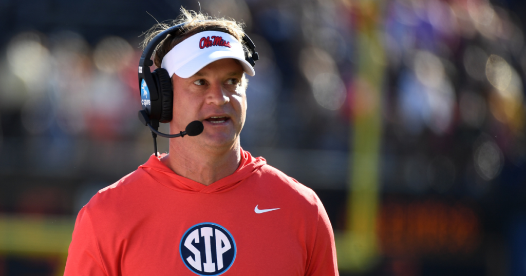 Oct 8, 2022; Nashville, Tennessee, USA; Mississippi Rebels head coach Lane Kiffin during the first half against the Vanderbilt Commodores at FirstBank Stadium.