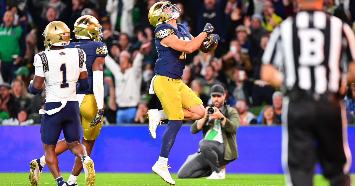 Notre Dame's Jaden Greathouse joins great company with two TDs