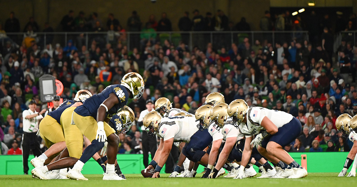 Who led Notre Dame in run stop percentage vs. Navy?