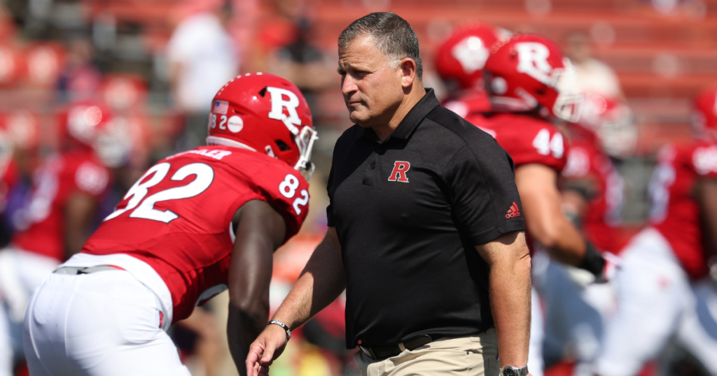 Sep 3, 2023; Piscataway, New Jersey, USA; Rutgers Scarlet Knights head coach Greg Schiano before the game against the Northwestern Wildcats at SHI Stadium.