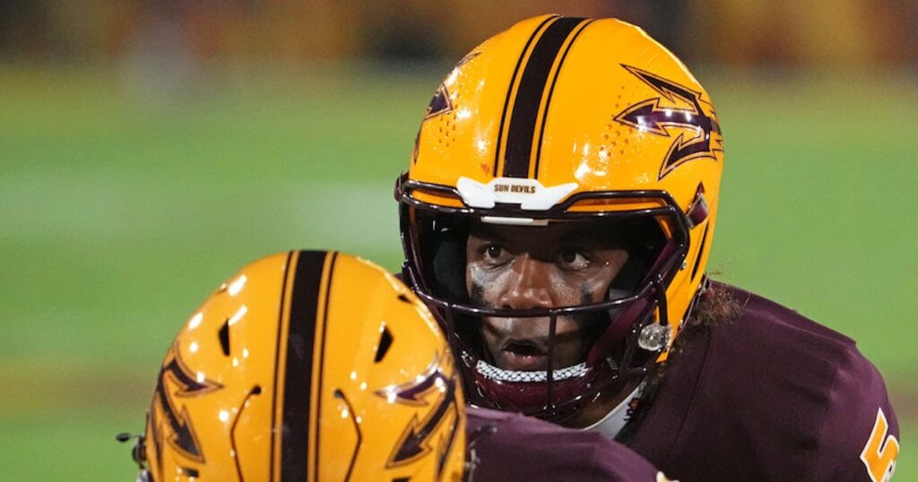 Arizona State Sun Devils quarterback Jaden Rashada prepares for the snap