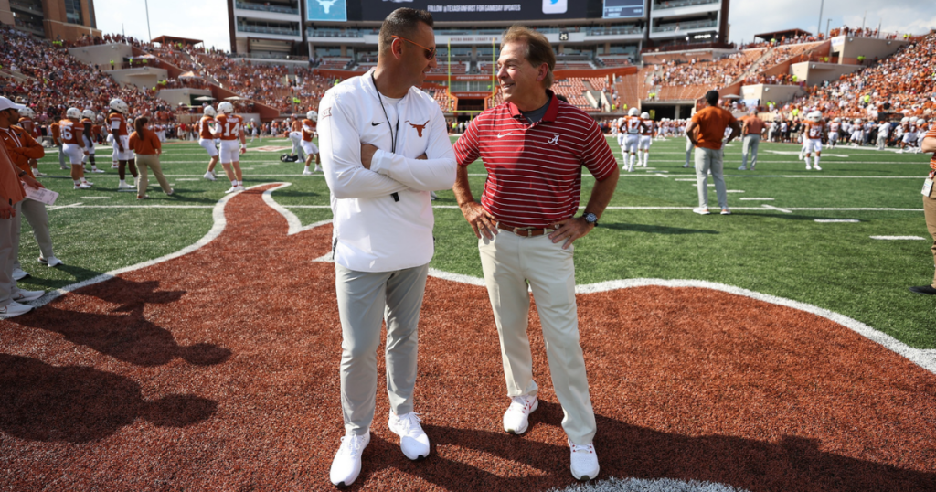 Texas coach Steve Sarkisian, Alabama coach Nick Saban