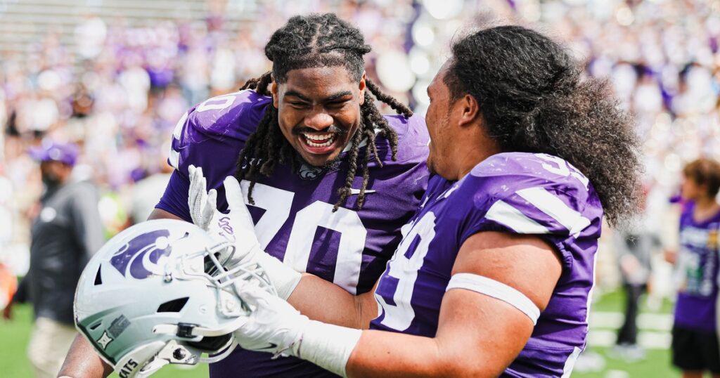 Kansas State linemen KT Leveston and Uso Seumalo