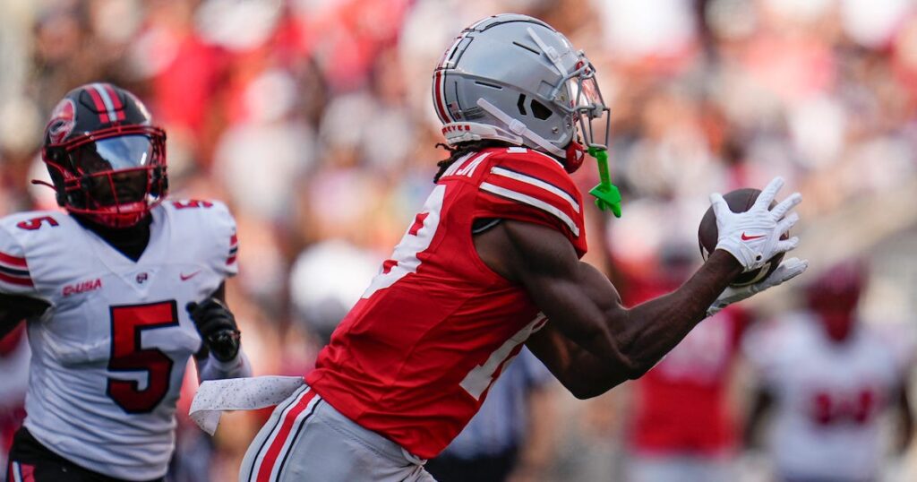 Ohio State Buckeyes wide receiver makes a catch