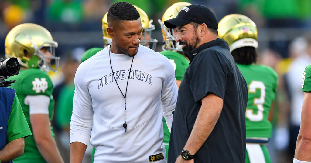 Notre Dame coach Marcus Freeman and Ohio State coach Ryan Day
