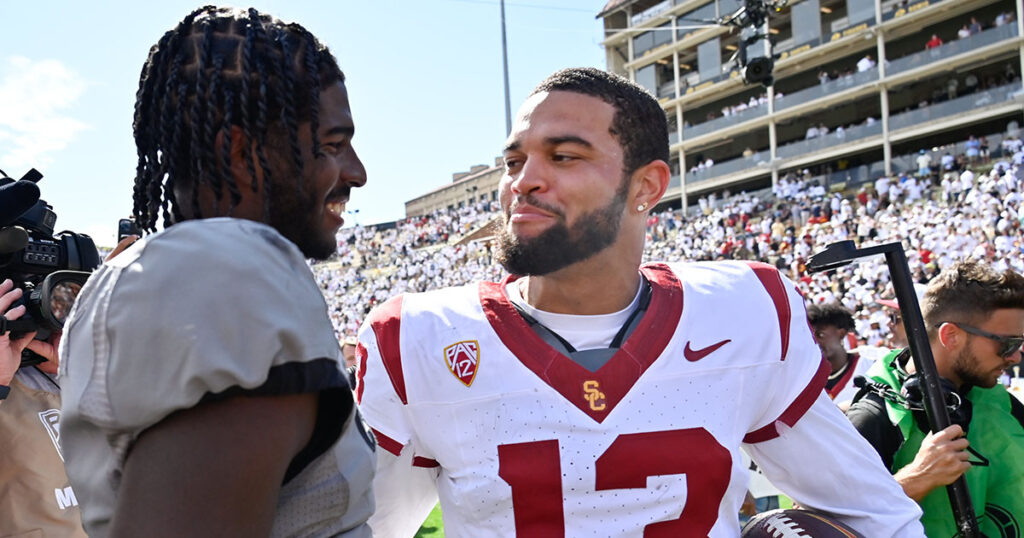 Colorado QB Shedeur Sanders and USC QB Caleb Williams