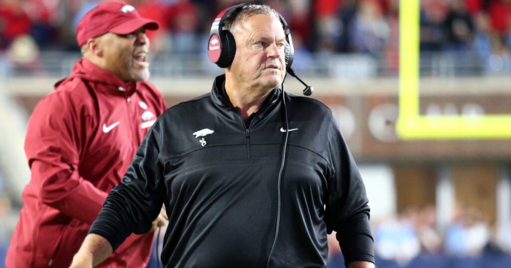 arkansas-head-coach-sam-pittman-addresses-outside-concerns-about-alabama