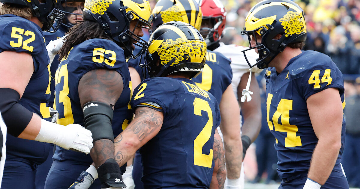 Michigan wearing 'Michigan vs. Everybody' beanie in response to Jim