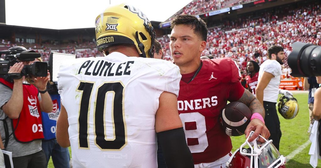 Oklahoma QB Dillon Gabriel and UCF quarterback John Rhys Plumlee