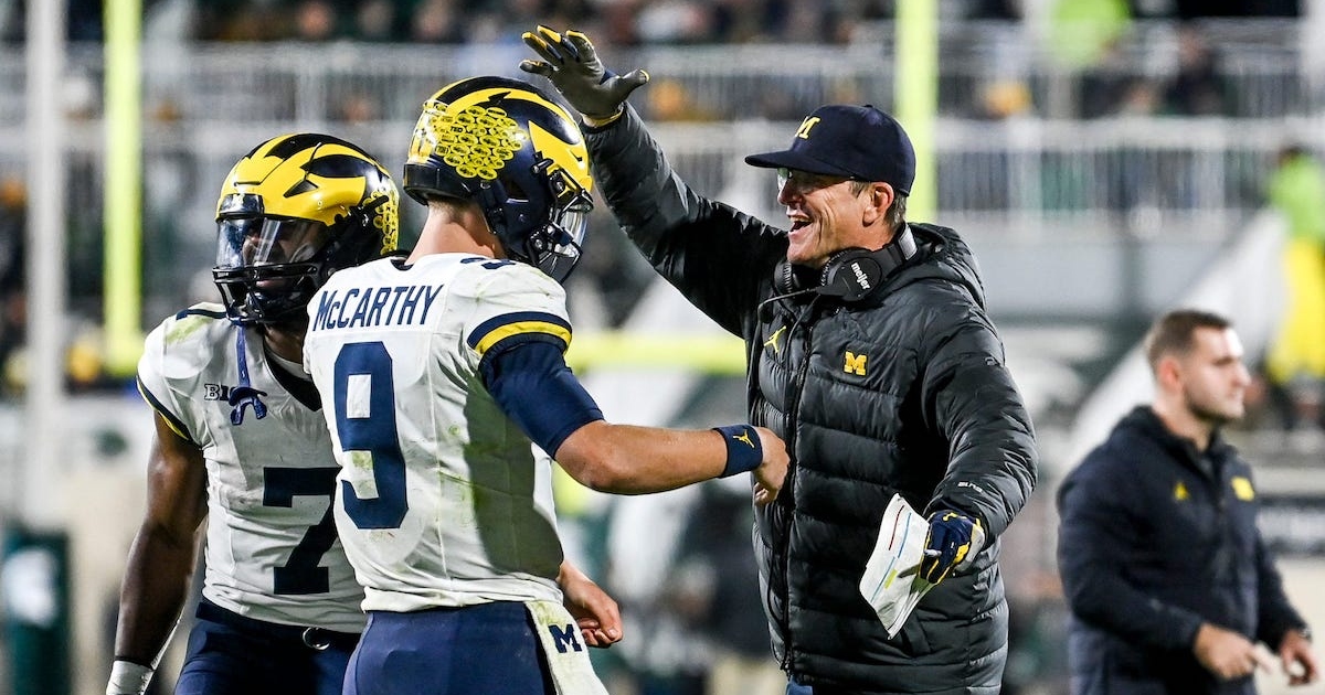 JJ McCarthy reacts to Jim Harbaugh leaving Michigan for NFL, Los Angeles Chargers