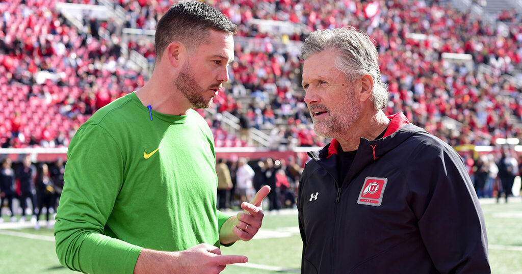 Oregon head coach Dan Lanning and Utah head coach Kyle Whittingham