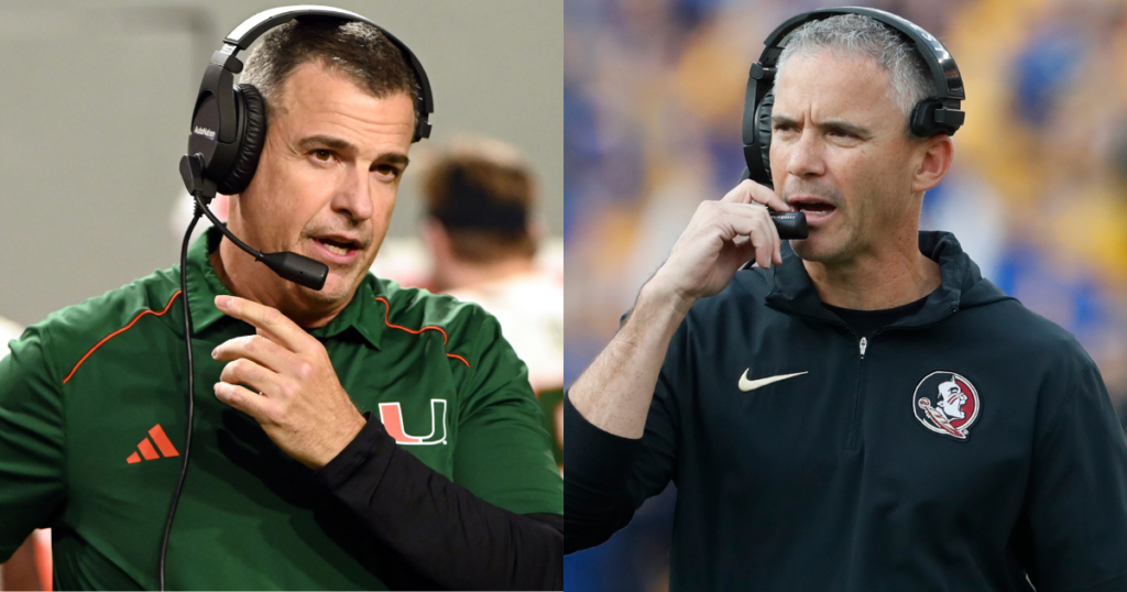 Miami HC Mario Cristobal, Florida State HC Mike Norvell