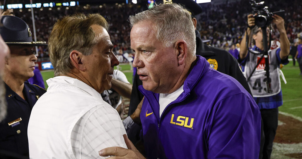 Alabama head coach Nick Saban and LSU head coach Brian Kelly