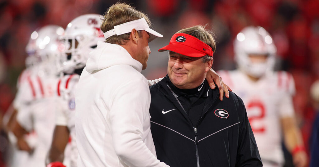 Ole Miss head coach Lane Kiffin and Georgia HC Kirby Smart