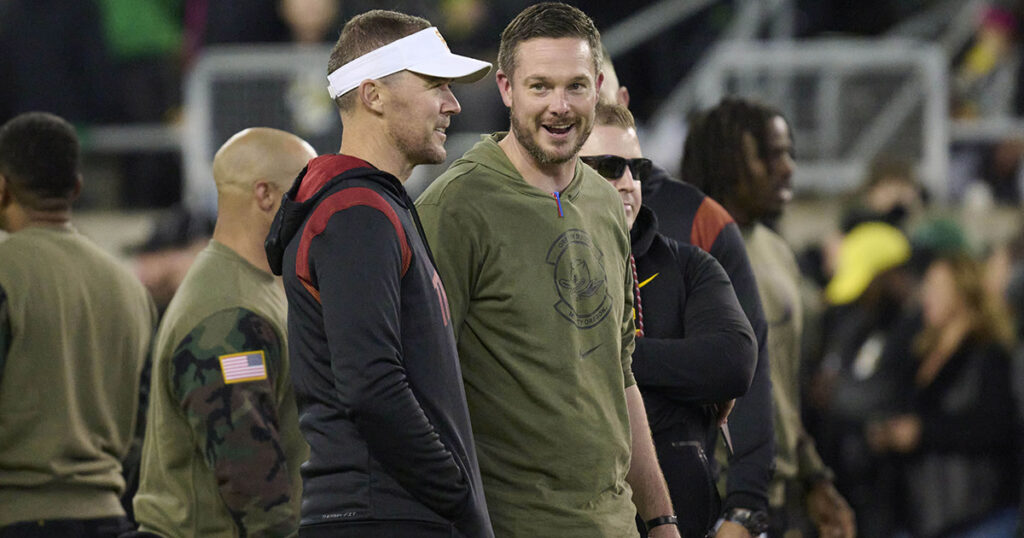 USC head coach Lincoln Riley and Oregon HC Dan Lanning