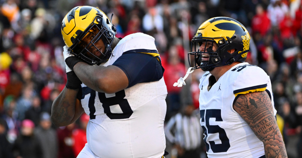 Michigan sophomore tackles Mason Graham and Kenneth Grant have U-M equipped to compete with the best, but other schools had their eyes on them. (Photo by Brad Mills-USA TODAY Sports)