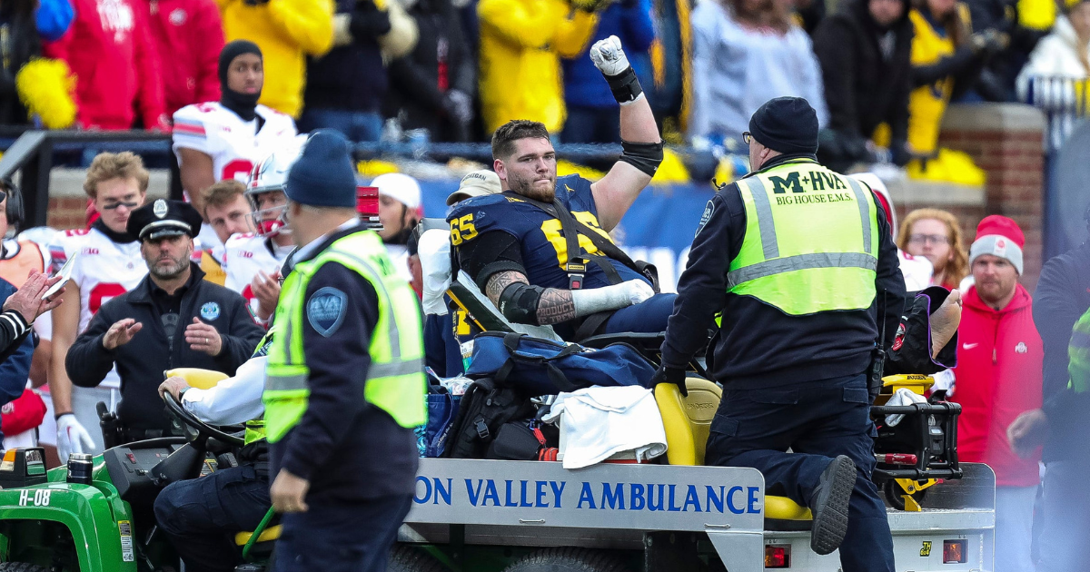 Jim Harbaugh opens up on the emotions of visiting Zak Zinter in hospital after injury