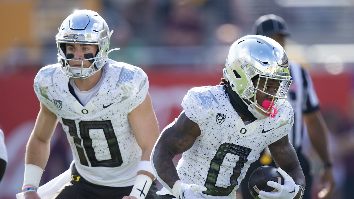 Bucky Irving, Bo Nix reaffirm that they'll play for Oregon in Fiesta Bowl vs. Liberty