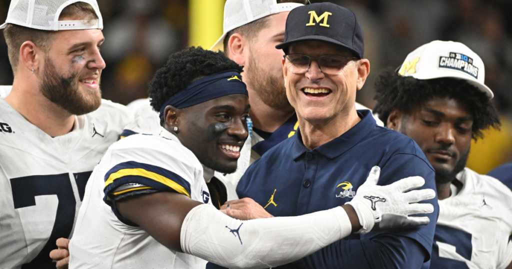 Michigan's Mike Sainristil and Jim Harbaugh