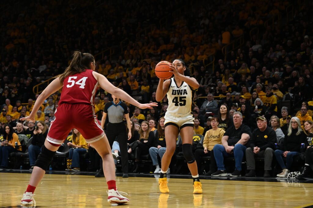 Hannah Stuelke takes a jump shot