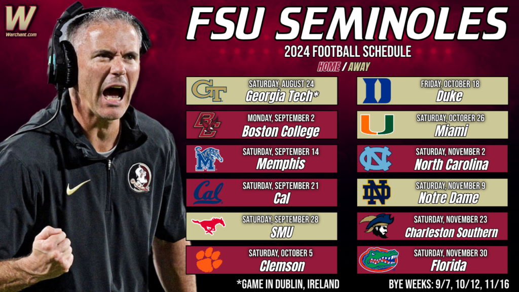 Live reaction show for 2024 Florida State football schedule release