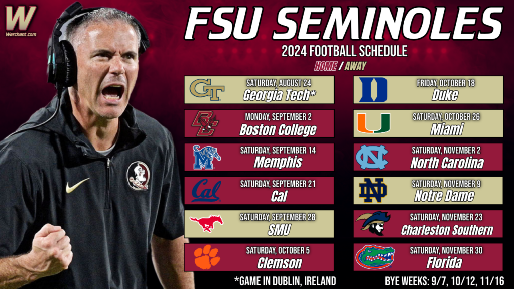 Live Reaction Show For 2024 Florida State Football Schedule Release