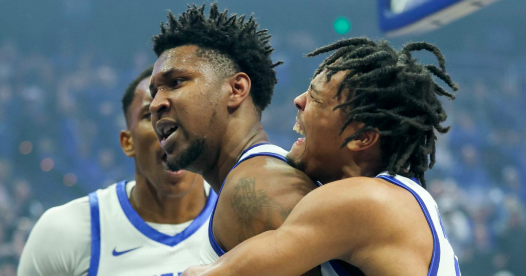 Kentucky men's basketball players Justin Edwards and DJ Wagner (right)