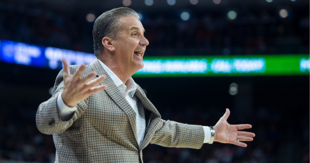 Kentucky Wildcats head coach John Calipari reacts to a play as Auburn Tigers take on Kentucky Wildcats at Neville Arena