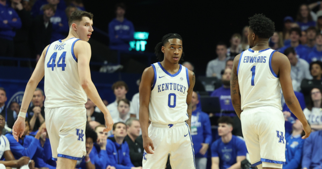 Kentucky freshmen during a game at Rupp Arena